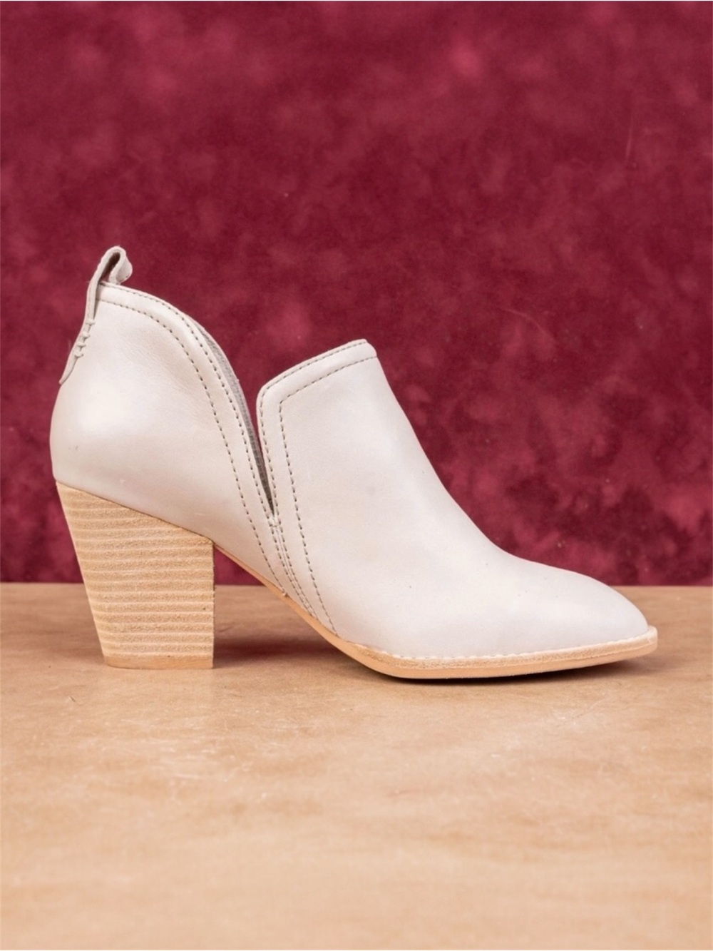 Jeffrey Campbell Rosalee Leather Split Shaft Western Cowboy Boot in Ivory Sz 6